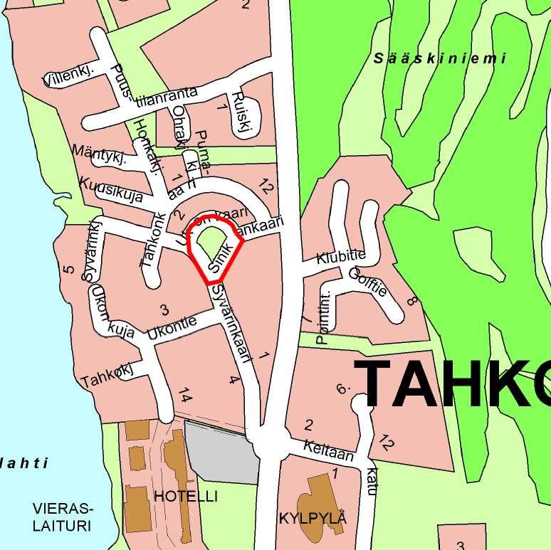 30 (371) TAHKO, TONTTI 151-48 Puistoaueen muuttaminen matkaiua paveevien rakennusten