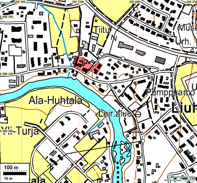 4 Liuhtarla 1752 (signum E24 62/2). Alla paikannettuna maastokartalle (punaisella).