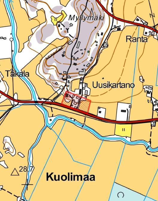 Ylhäällä osa 1780-luvun isojakokartasta.