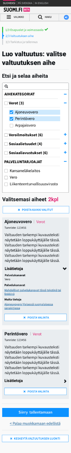 Valtuuden luonti