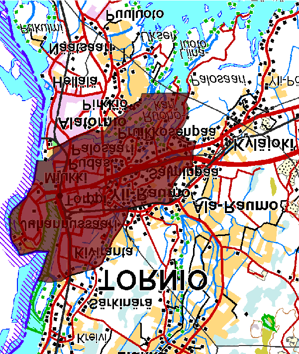 Toimenpiteiden yhteensopivuus vesienhoidon ympäristötavoitteisiin Muonio Kolari Pello Ylitornio Kuva 7.2.2.1 Tornionjoen Muonionjoen vesistöalueella sijaitseva merkittävä tulvariskialue.