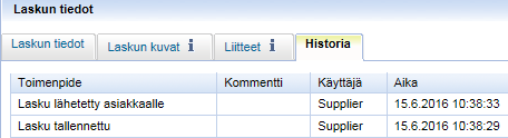 Ostoreskontra Supplier Portal toimittajaportaali -ohje Sivu 10 / 15 13. Voit tarkistaa ja tulostaa laskun kuvan Laskun kuvat -välilehdeltä klikkaamalla Lataa-sarakkeessa olevaa kansiota. 14.