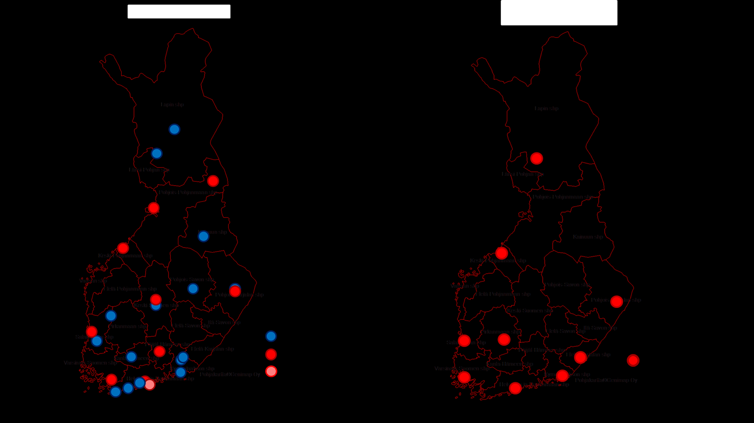 Seurantaan osallistuneiden anturipisteiden sijainti influenssakaudella 2015 2016