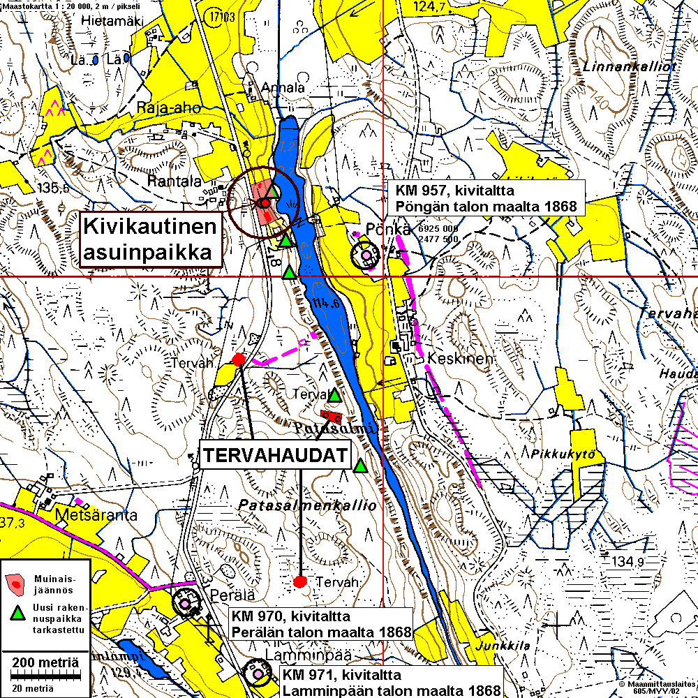 Asuinpaikka SM-alue on rajattu ympyrän sisällä