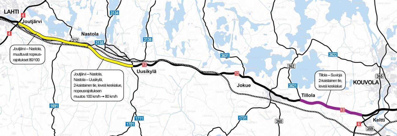 45 Kuva 32 Ylläpitotoimenpiteet ennen vaiheen 1 toteuttamista 6.8 Entä jos valtatielle ei tehdä kehittämistä Liikennemäärät kasvavat nykytilanteesta vuoteen 2025 mennessä maltillisesti.