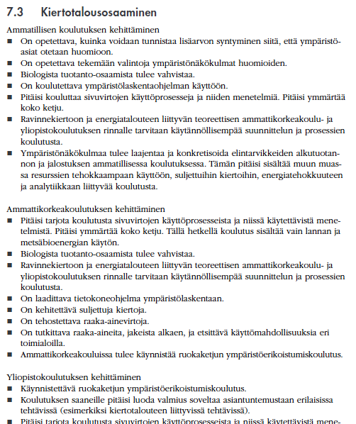 Ajatuksia ja ideoita alan koulutuksen kehittämiseksi Esimerkki raportista Osaamisen ja