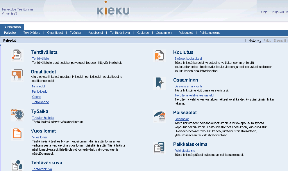 Pääsy tietovarastoraportointiin Kieku-portaalin kautta (1/2) HUOM: Raportoinnin HUOM: