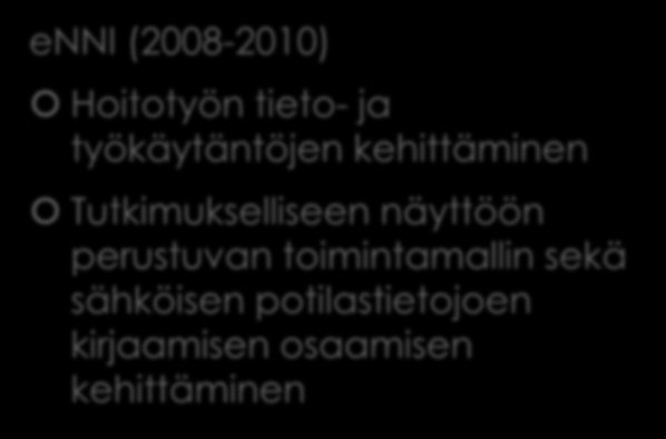 Tutkitut kehittämishankkeet Uusimaa innovoi (2006-2007) Yritysten innovaatioympäristön kehittäminen Palat paikoilleen - innovaatiostrategia enni (2008-2010)