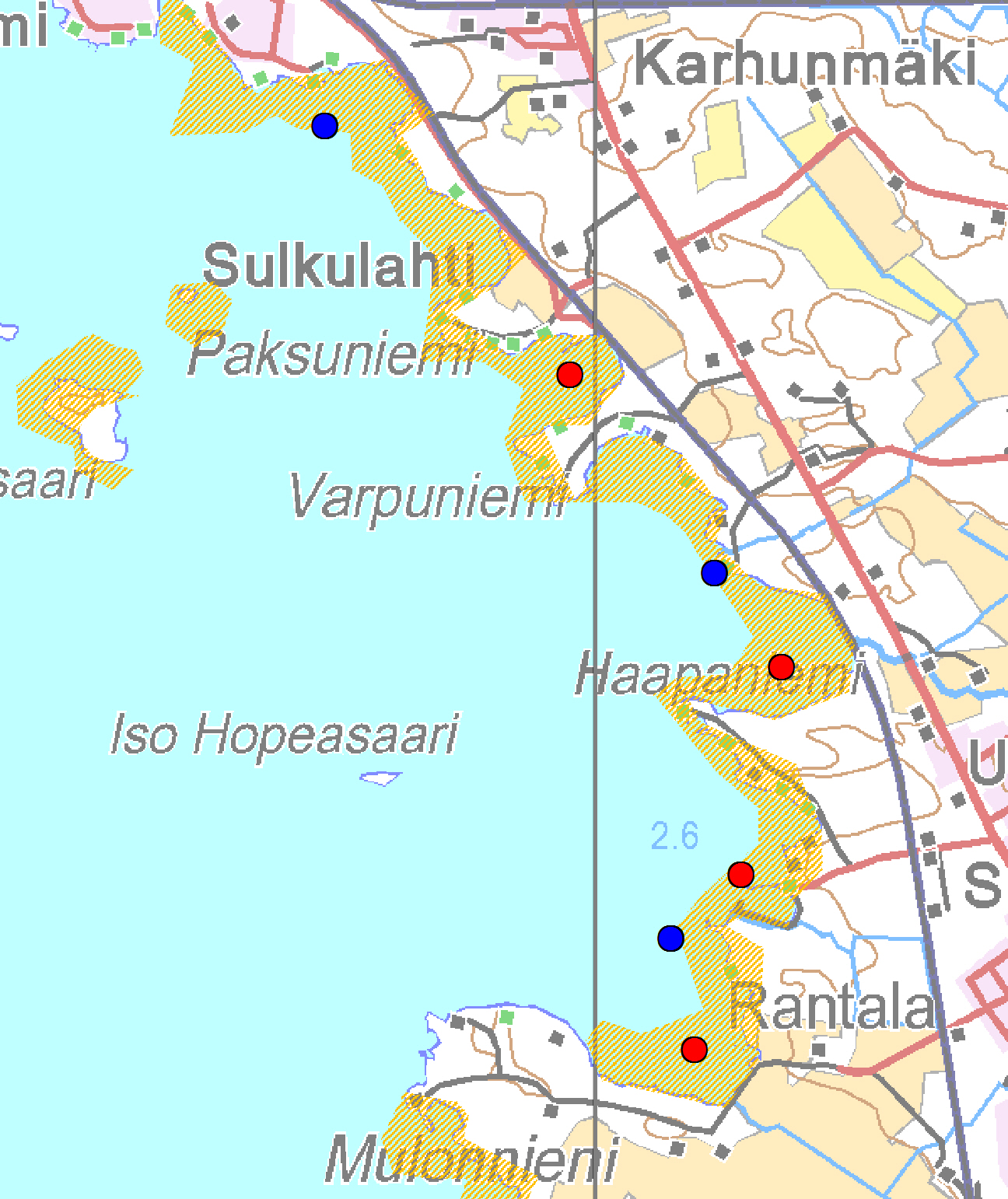 Karttamerkkien selitteet kartassa 1.