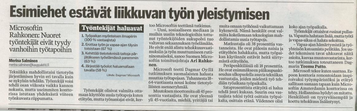 Työ puhuttaa enemmän kuin koskaan Työnteon määrä on oma