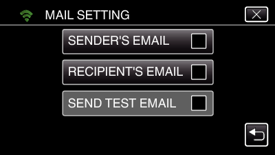 Wi-Fi-yhteyden käyttäminen Lähettäjän sähköpostiosoitteen määritys kameraan Määrittää osoitteen, jota käytetään sähköpostien lähetykseen kamerassa HUOMAUTUS : 0 Jos käytät Gmail ia lähettäjän