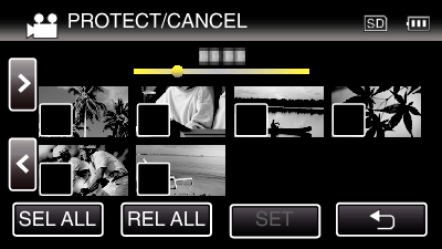 Muokkaus Tiedostojen suojaaminen Estä tärkeiden videoiden/yksittäiskuvien poistaminen vahingossa suojaamalla ne Näytössä näkyvän tiedoston suojaus tai suojauksen poisto (A s 70) Valittujen