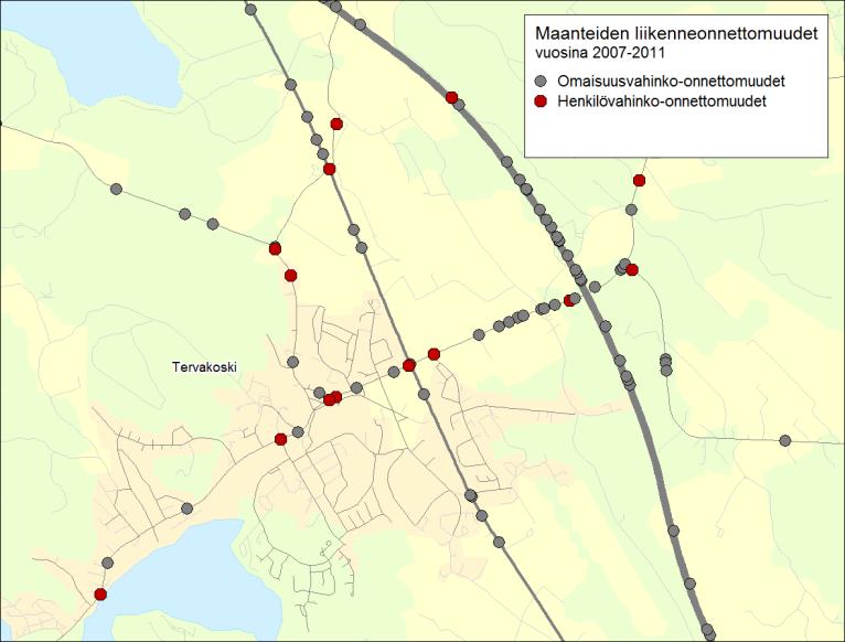 henkilövahinko-onnettomuuksista maantiet