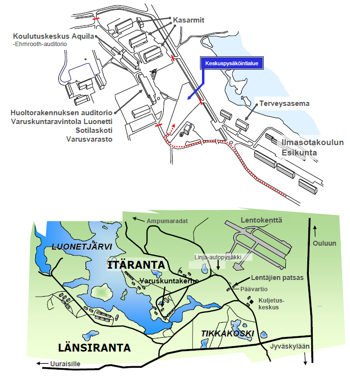 Karttoja opastukseen Matkaan kannattaa lähteä ajoissa. Saapuessasi kasarmille jo puolen päivän aikaan ehdit kaikessa rauhassa ottaa vastaan varusteet ja sovittaa niitä.