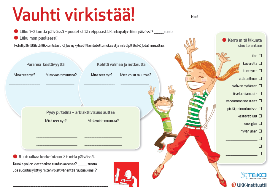 Vauhti virkistää -työkalut liikuntatottumusten ja ruutuajan