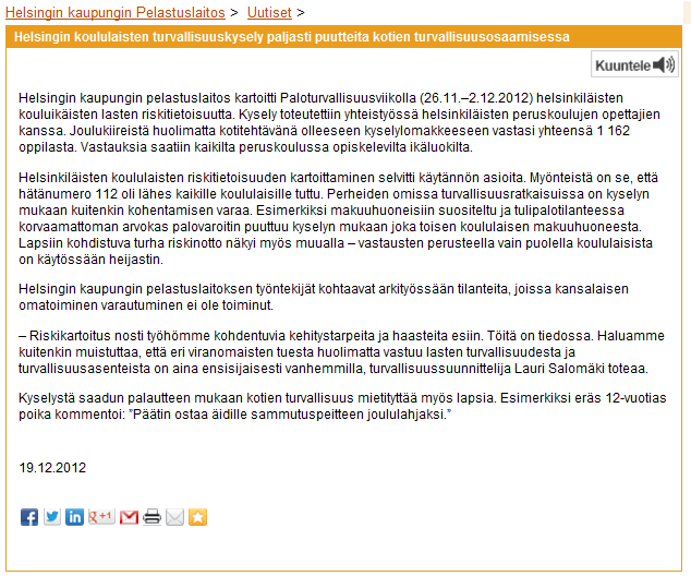 Paloturvallisuusviikolla tapahtui (12) Helsingin pelastuslaitos