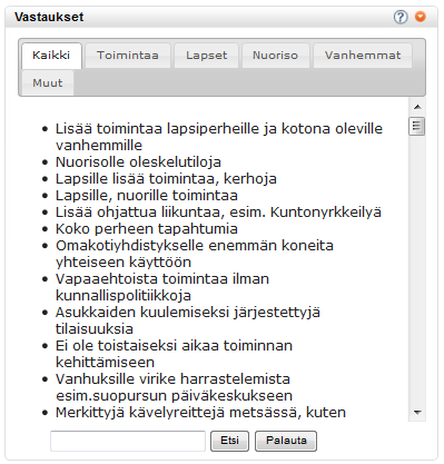 VASTAUSTEN TARKASTELU RYHMÄT Luotuasi ryhmiä voit tarkastella vastauksia eri kaavioissa. 1. Text Mining luo kaavion, joka kertoo eri ryhmien vastausmäärät. Esim.