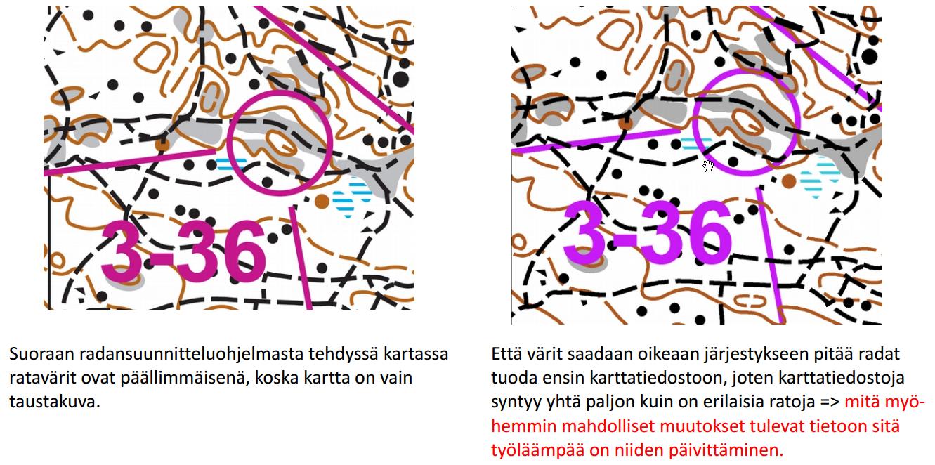 09.03.2016 15/16 Ratamerkintöjen mitat OCAD tarjoaa ratasuunnittelussa oletuksellisesti vääriä ratamerkintöjen kokoja kun karttana on eniten käytetty 1:10000 kartta.