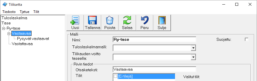 Miten luon tasemallin ryhmät? Tämä ohje lähtee tilanteesta, jossa tasemallia ei ole luotu. Ohjeessa luodaan alku lyhennetystä tasekaavasta kirjanpitoasetukset mukaan.