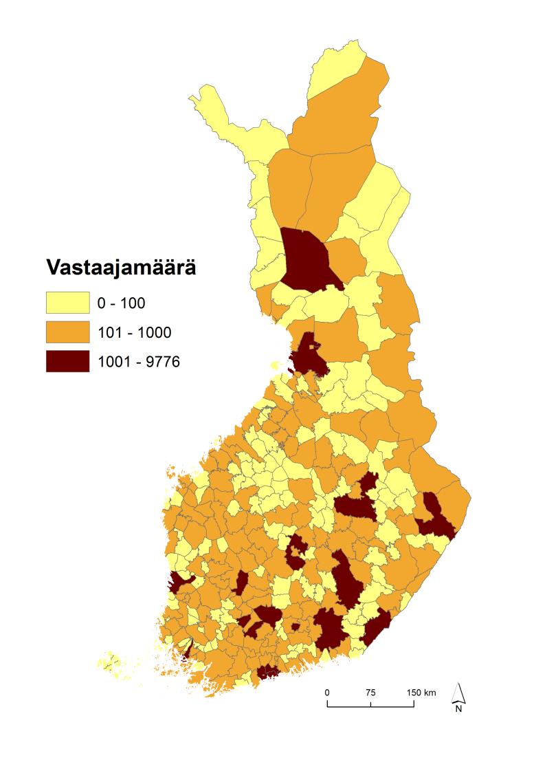 Aineiston riittävyys alueittain