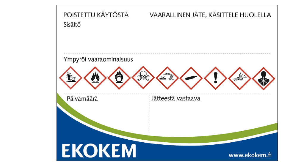 Esimerkki Halogenoitu liuotinjäte