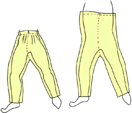 tiistai 11. kesäkuu 2002 Serafinan housujen teko-ohjeet Page: 8 Lämpimämmät housut saa kun tekee ne villasta, mutta ne kutittavat. Alle täytyy kuitenkin tehdä esim.