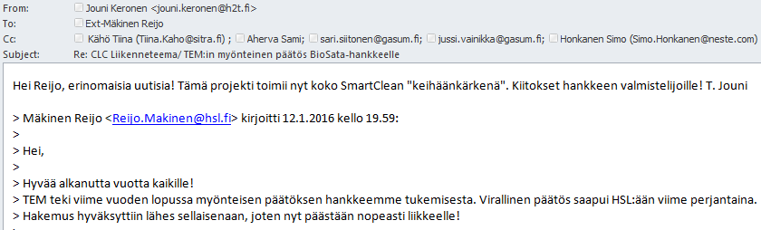 kaupungin) ja energiayhtiöiden (Gasum, Neste, St1, UPM) yhteishanke Rahoittajana yritysten