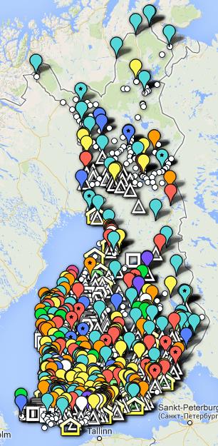 Järjestelmän suunnittelu on vauhdissa Merkki Selite 1-2 jakeen keräyspiste 3 jakeen keräyspiste 4 jakeen keräyspiste Kauppa ilman