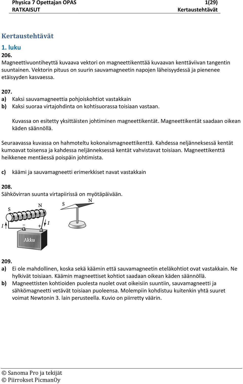 Kuvaa on ittty ykittäitn johtiminn magnttikntät. Magnttikntät aadaan oikan kädn äännöllä. Suraavaa kuvaa on hahmotltu kokonaimagnttiknttä.