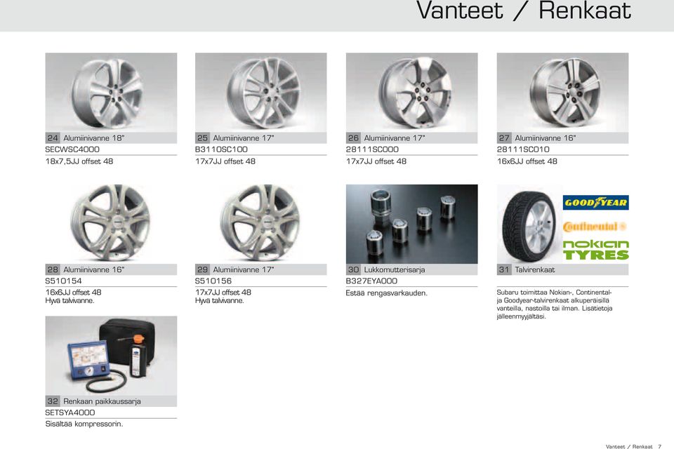 B327EYA000 16x6JJ offset 48 Hyvä talvivanne. 17x7JJ offset 48 Hyvä talvivanne. Estää rengasvarkauden.