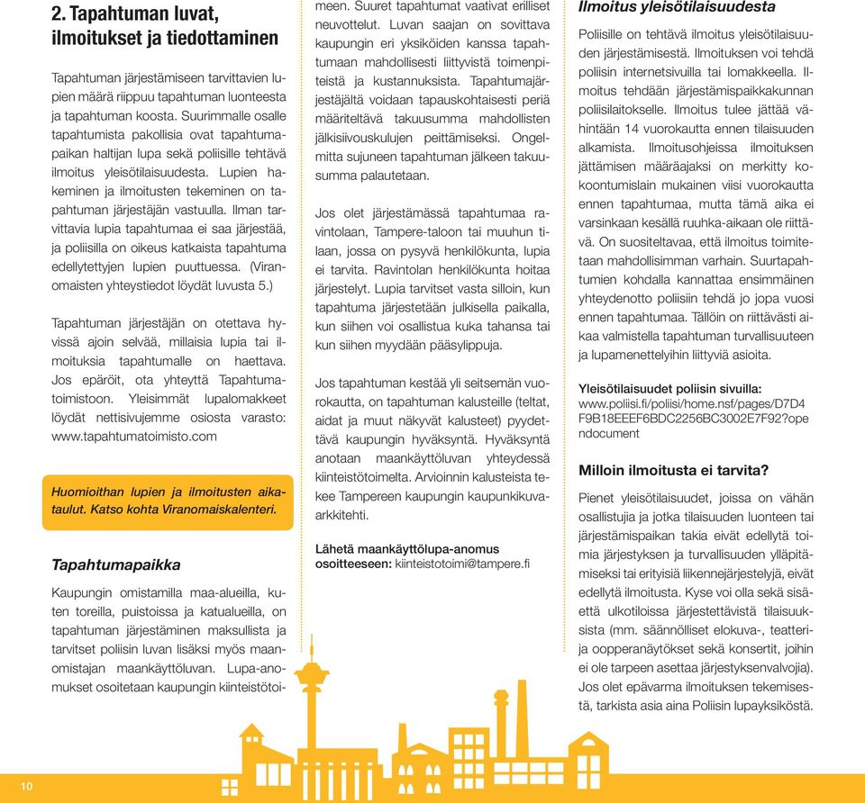 Lupien hakeminen ja ilmoitusten tekeminen on tapahtuman järjestäjän vastuulla.
