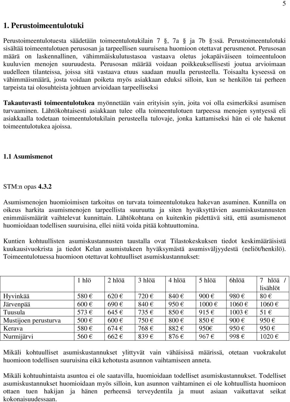 Perusosan määrä on laskennallinen, vähimmäiskulutustasoa vastaava oletus jokapäiväiseen toimeentuloon kuuluvien menojen suuruudesta.