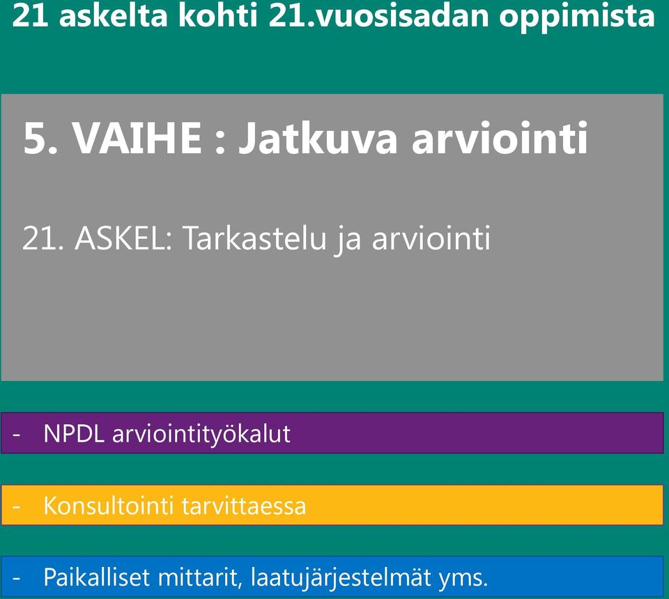 ASKEL: Tarkastelu ja arviointi - NPDL