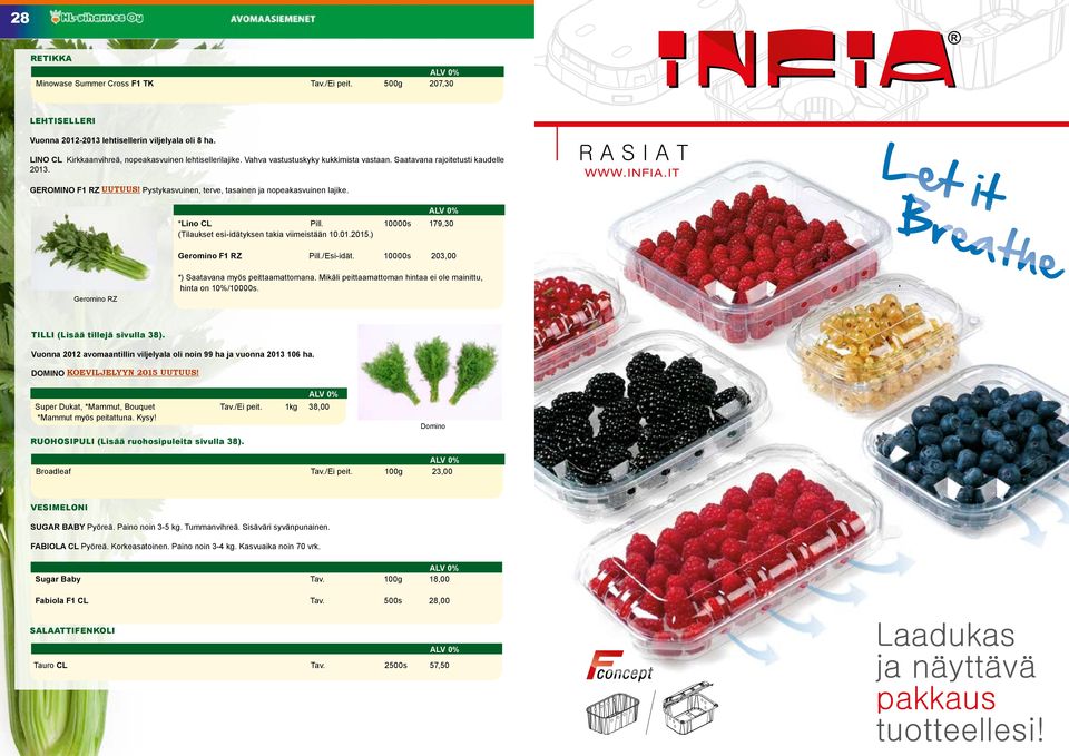 10000s 179,30 (Tilaukset esi-idätyksen takia viimeistään 10.01.2015.) Geromino F1 RZ Pill./Esi-idät. 10000s 203,00 Geromino RZ *) Saatavana myös peittaamattomana.