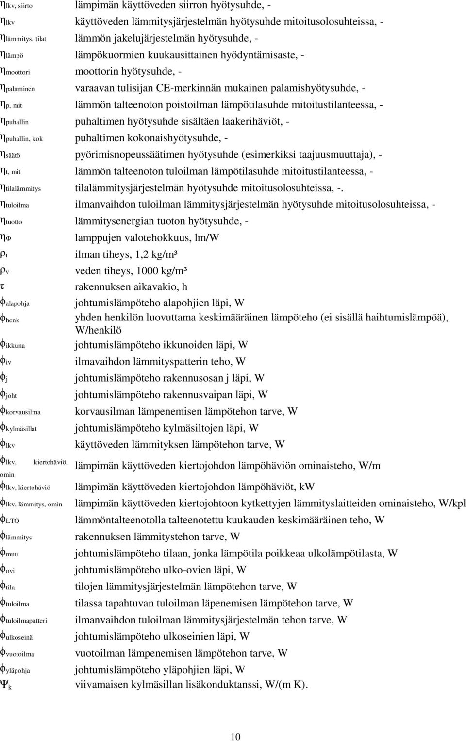 lämpötilasuhde mitoitustilanteessa, - η puhallin puhaltimen hyötysuhde sisältäen laakerihäviöt, - η puhallin, kok puhaltimen kokonaishyötysuhde, - η säätö pyörimisnopeussäätimen hyötysuhde