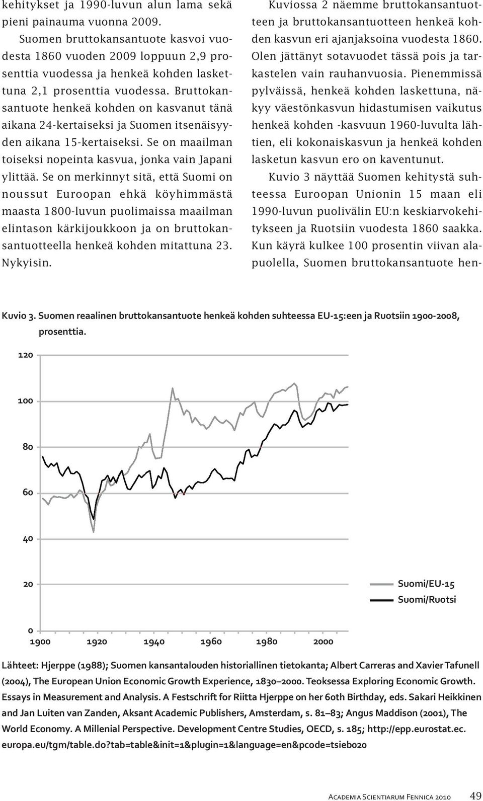 Bruttokansantuote henkeä kohden on kasvanut tänä aikana 24-kertaiseksi ja Suomen itsenäisyyden aikana 15-kertaiseksi. Se on maailman toiseksi nopeinta kasvua, jonka vain Japani ylittää.