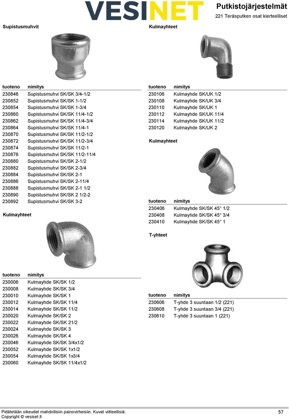 60230876 Supistusmuhvi SK/SK 11/2-11/4 60230880 Supistusmuhvi SK/SK 2-1/2 60230882 Supistusmuhvi SK/SK 2-3/4 60230884 Supistusmuhvi SK/SK 2-1 60230886 Supistusmuhvi SK/SK 2-11/4 60230888