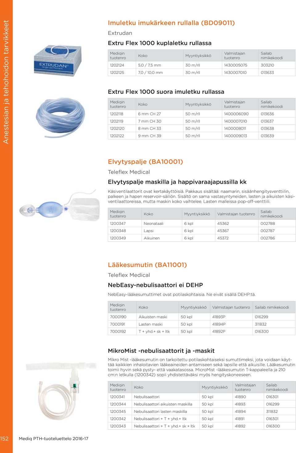 1400009013 013639 Elvytyspalje (BA10001) Elvytyspalje maskilla ja happivaraajapussilla kk Käsiventilaattorit ovat kertakäyttöisiä.