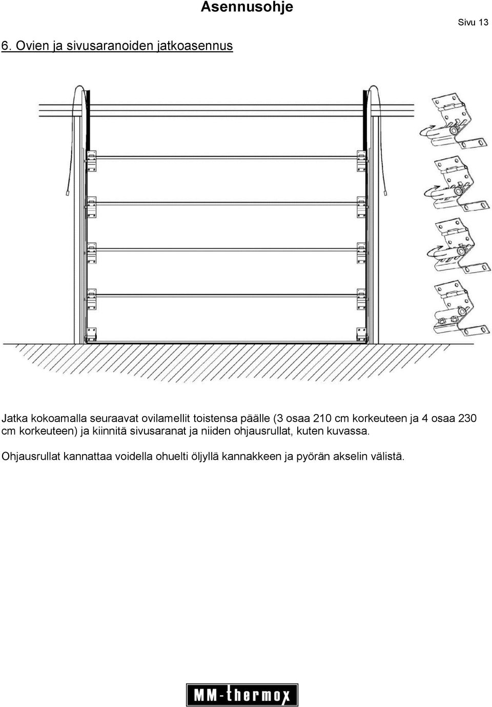 toistensa päälle (3 osaa 210 cm korkeuteen ja 4 osaa 230 cm korkeuteen) ja