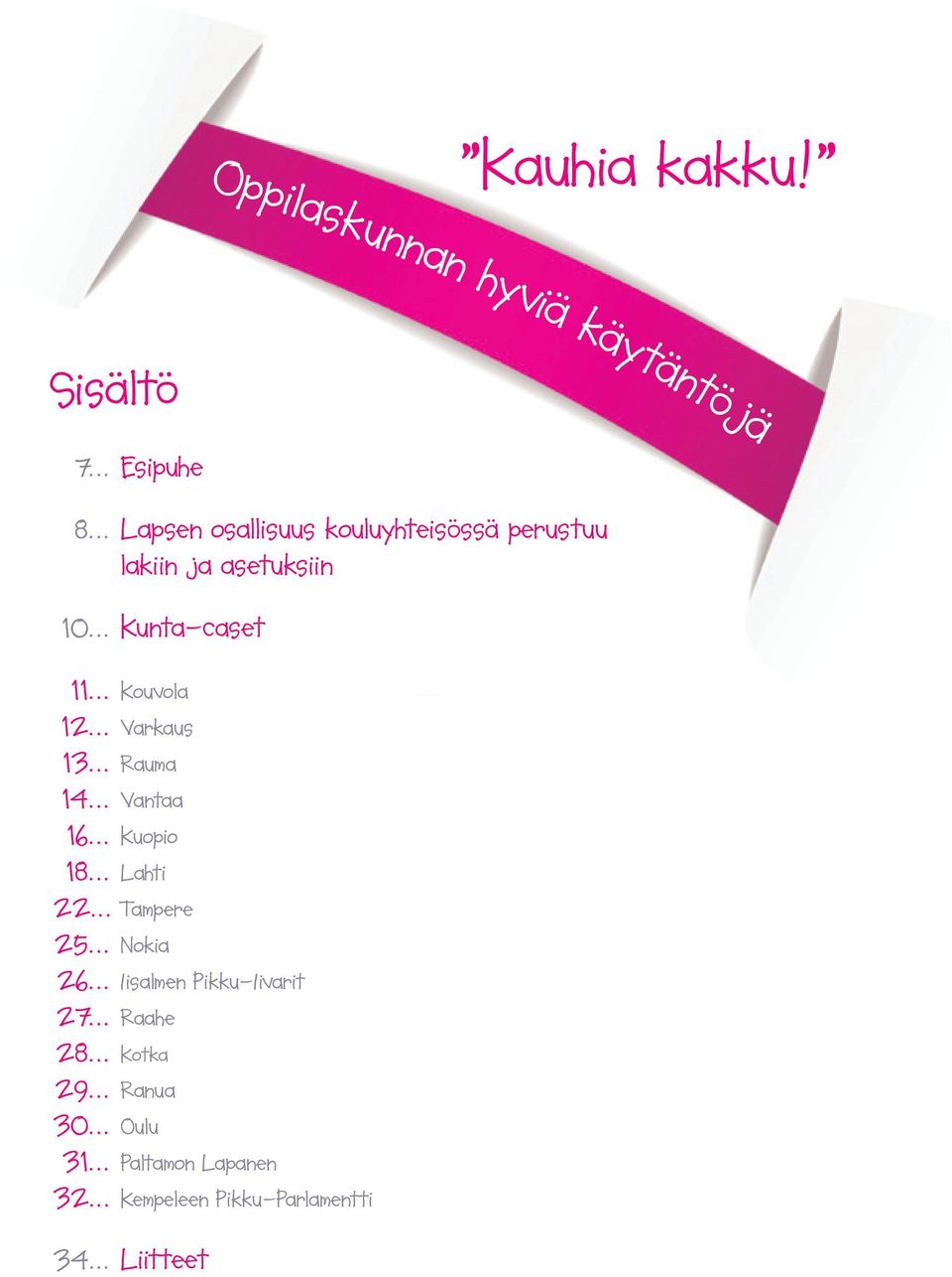 .. Varkaus 13... Rauma 14... Vantaa 16... Kuopio 18... Lahti 22... Tampere 25... Nokia 26.