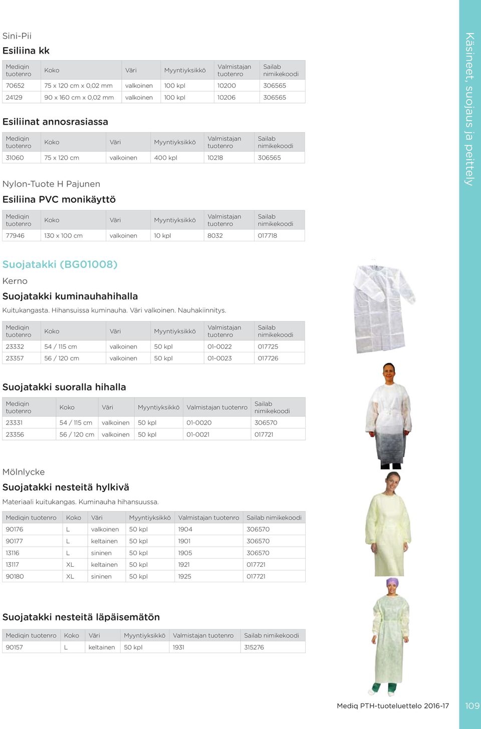 Kuitukangasta. Hihansuissa kuminauha. Väri valkoinen. Nauhakiinnitys.