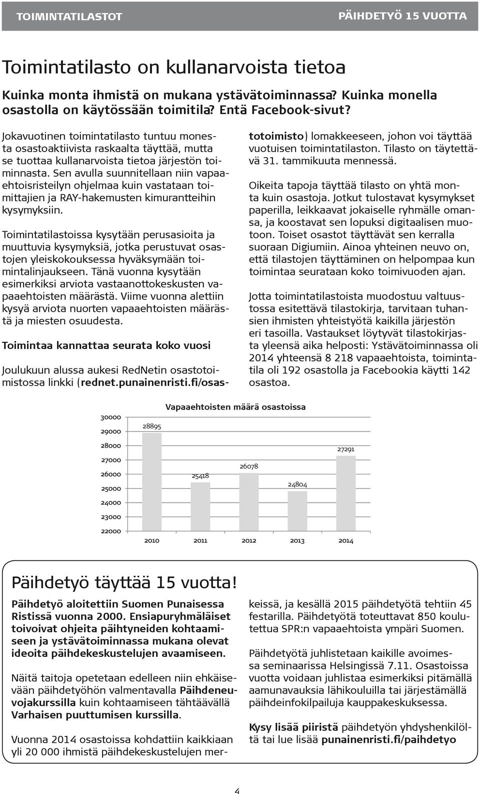 Sen avulla suunnitellaan niin vapaaehtoisristeilyn ohjelmaa kuin vastataan toimittajien ja RAY-hakemusten kimurantteihin kysymyksiin.