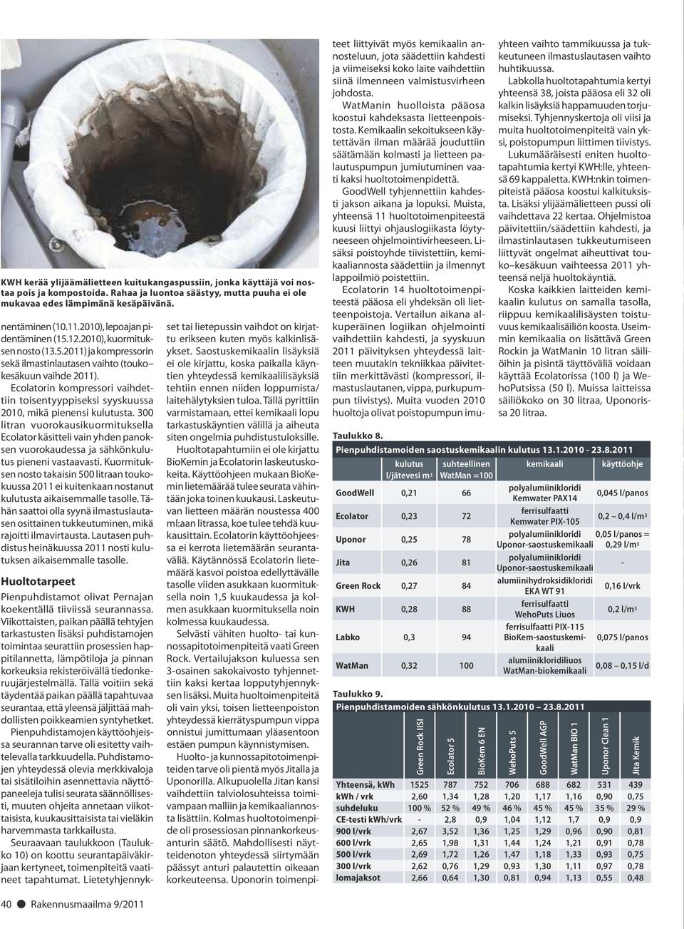 Ecolatorin kompressori vaihdettiin toisentyyppiseksi syyskuussa 21, mikä pienensi kulutusta.