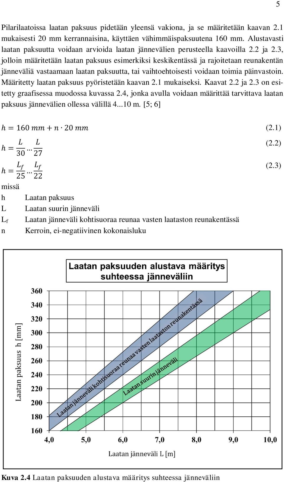 3, jolloin määritetään laatan paksuus esimerkiksi keskikentässä ja rajoitetaan reunakentän jänneväliä vastaamaan laatan paksuutta, tai vaihtoehtoisesti voidaan toimia päinvastoin.