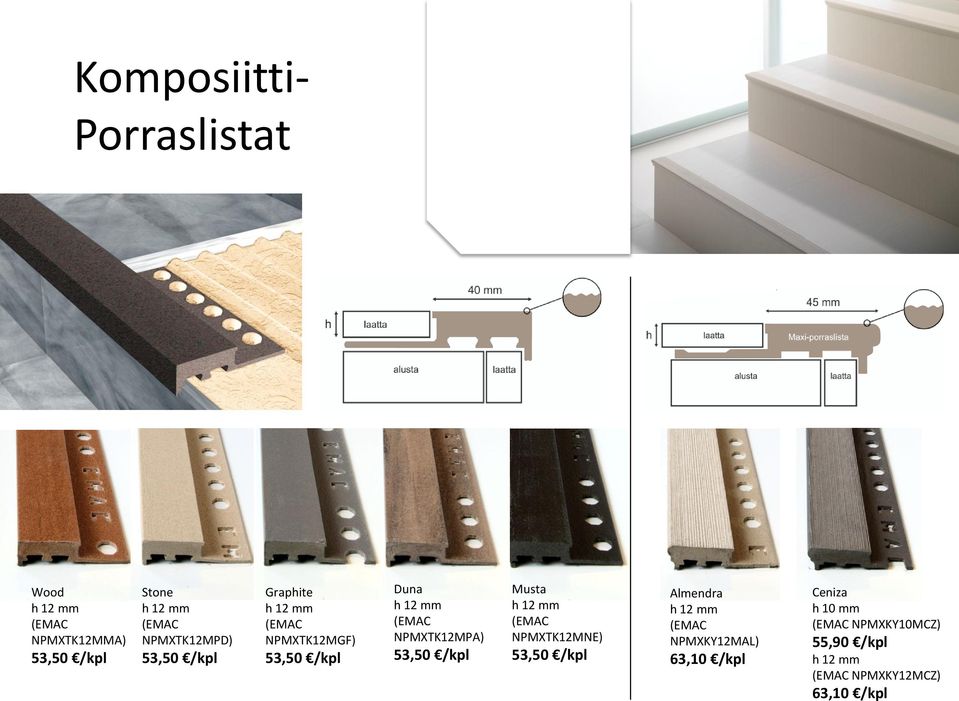 Sopii ulkokäyttöön Wood (EMAC NPMXTK12MMA) 53,50 /kpl Stone (EMAC NPMXTK12MPD) 53,50 /kpl Graphite (EMAC