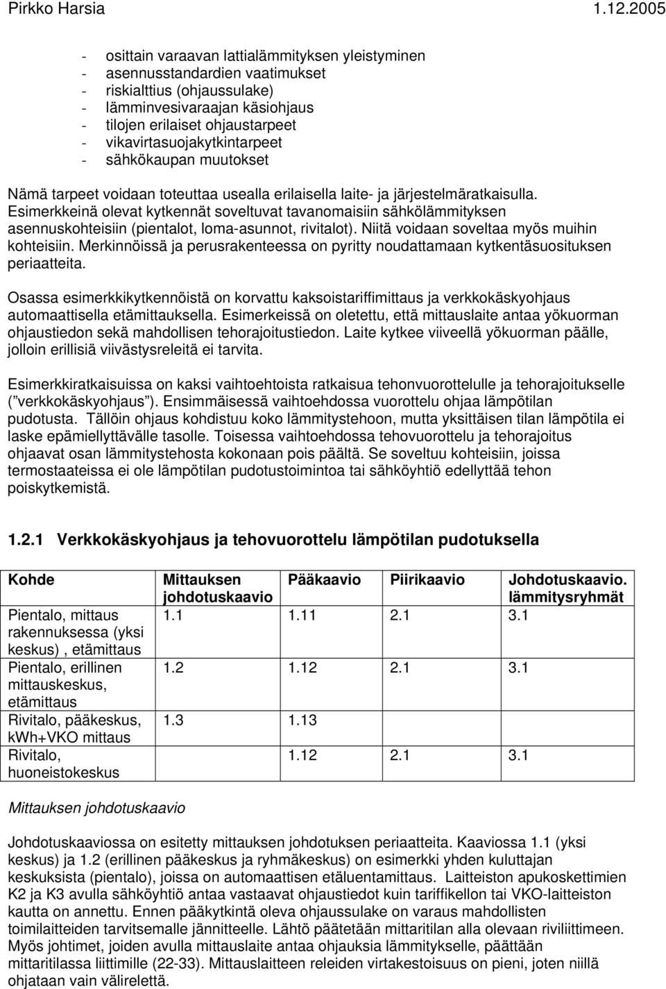 Esimerkkeinä olevat kytkennät soveltuvat tavanomaisiin sähkölämmityksen asennuskohteisiin (pientalot, loma-asunnot, rivitalot). Niitä voidaan soveltaa myös muihin kohteisiin.