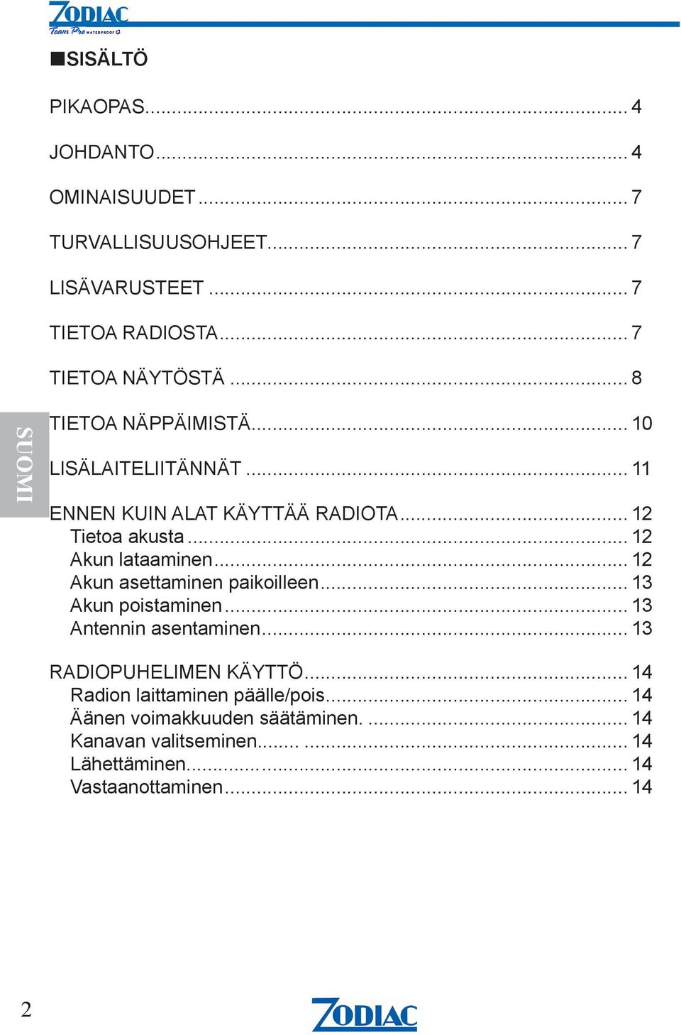 .. 12 Akun asettaminen paikoilleen... 13 Akun poistaminen... 13 Antennin asentaminen... 13 RADIOPUHELIMEN KÄYTTÖ.