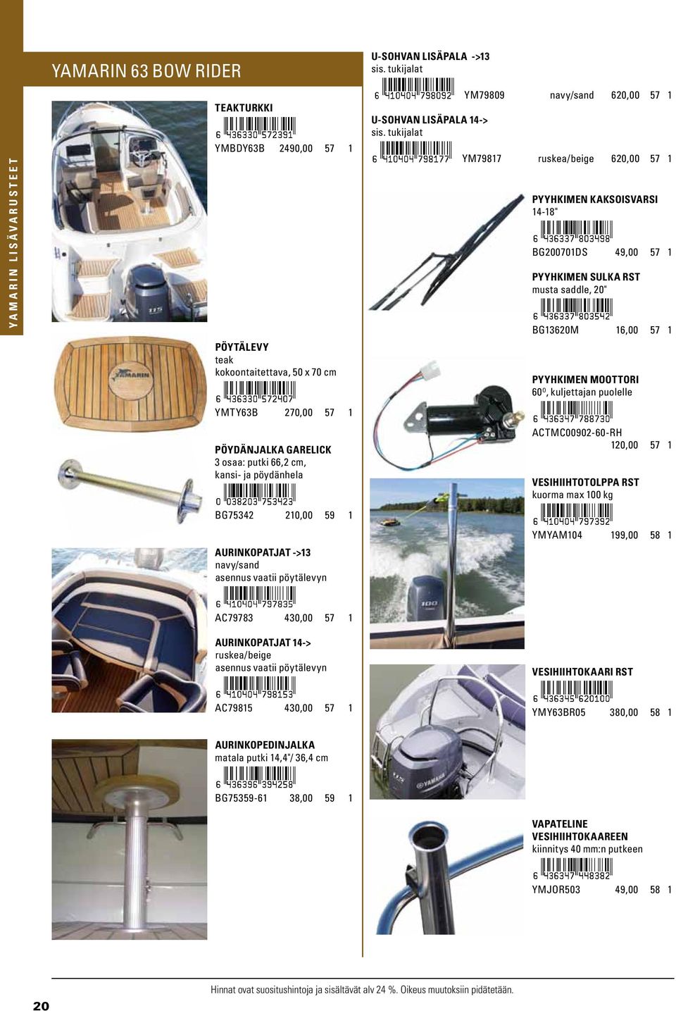 tukijalat YM79809 navy/sand 620,00 57 1 YM79817 ruskea/beige 620,00 57 1 Pyyhkimen kaksoisvarsi 14-18" BG200701DS 49,00 57 1 Pyyhkimen sulka rst musta saddle, 20" BG13620M 16,00 57 1 Pyyhkimen