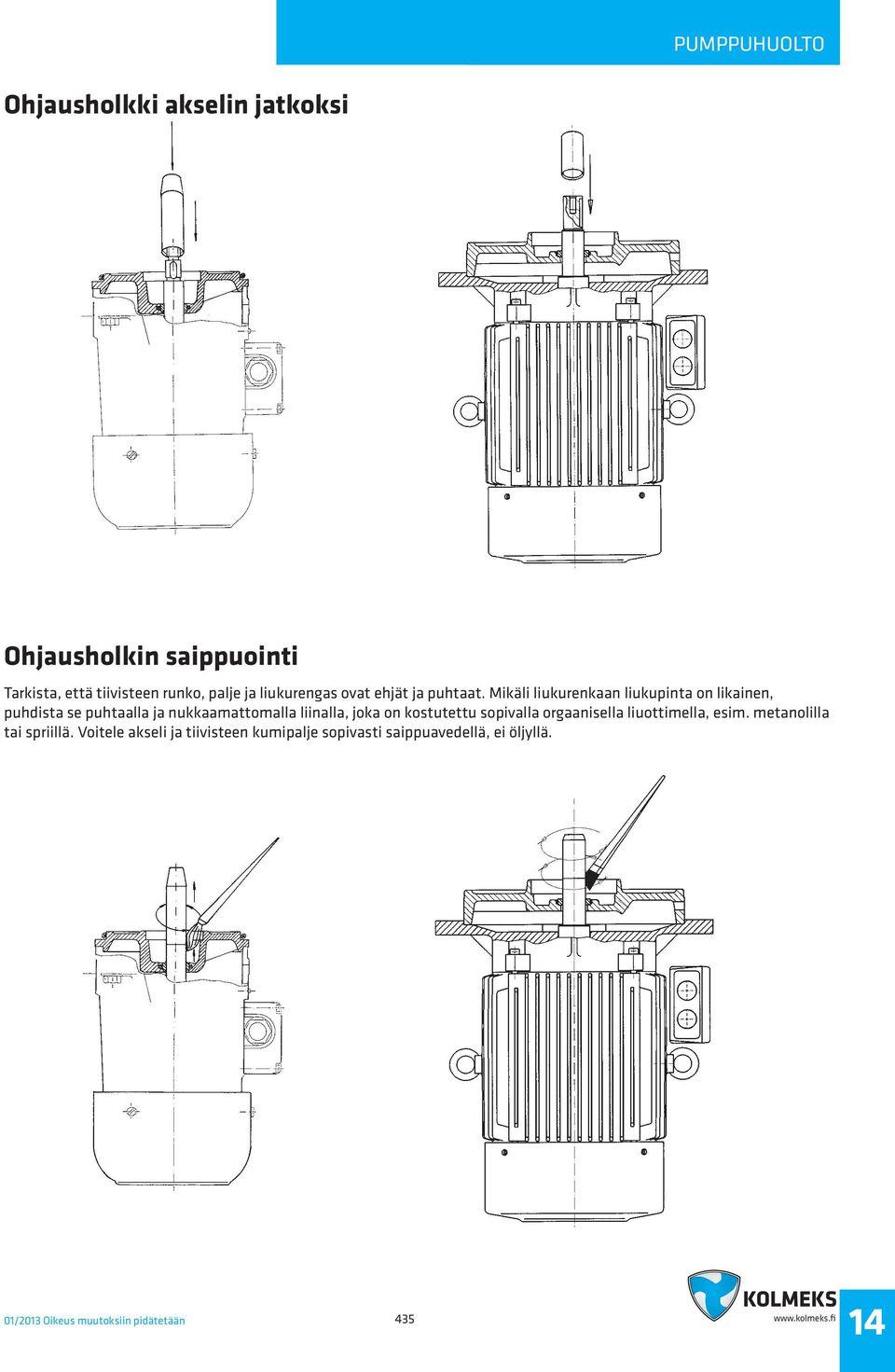 Mikäli liukurenkaan liukupinta on likainen, puhdista se puhtaalla ja nukkaamattomalla liinalla, joka on
