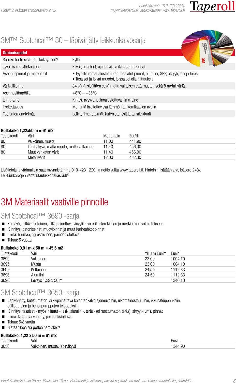 alustat kuten maalatut pinnat, alumiini, GRP, akryyli, lasi ja teräs Tasaiset ja loivat muodot, joissa voi olla niittauksia 84 väriä, sisältäen sekä matta valkoisen että mustan sekä 8 metalliväriä.